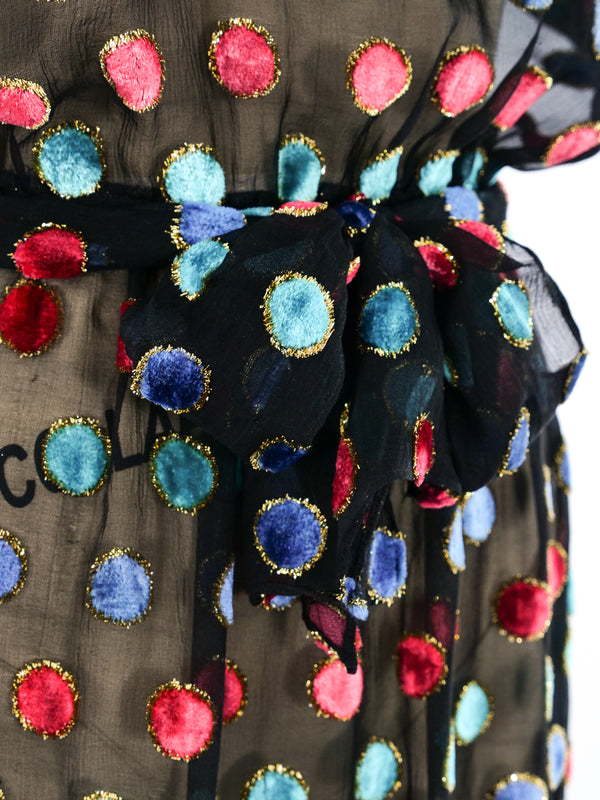 Dotted Flocked Velvet Silk Dress Dress arcadeshops.com