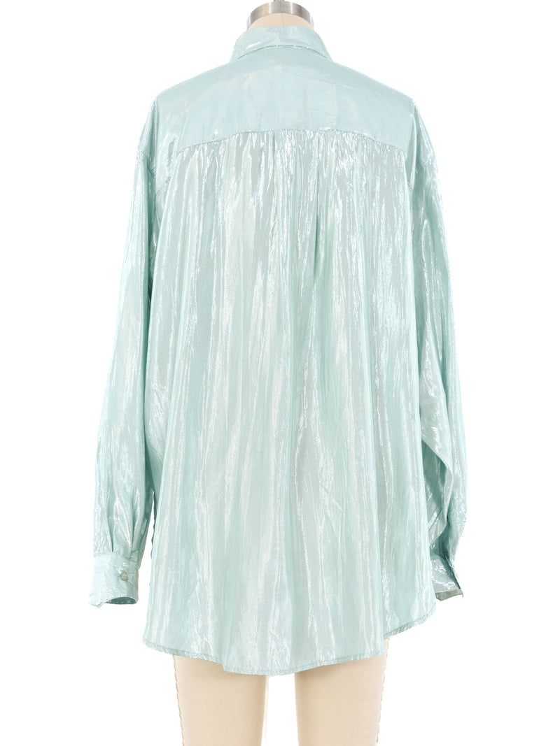 Seafoam Lamé Blouse Top arcadeshops.com