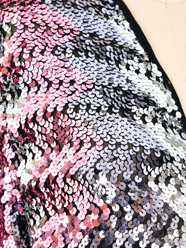 Chevron Pattern Sequin Embellished Jacket Jacket arcadeshops.com