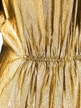 Pauline Trigere Gold Lame Peplum Blouse Top arcadeshops.com