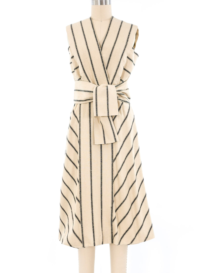 Pauline Trigere Striped Linen Cape Ensemble Suit arcadeshops.com