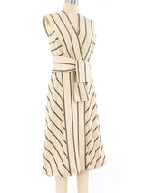 Pauline Trigere Striped Linen Cape Ensemble Suit arcadeshops.com