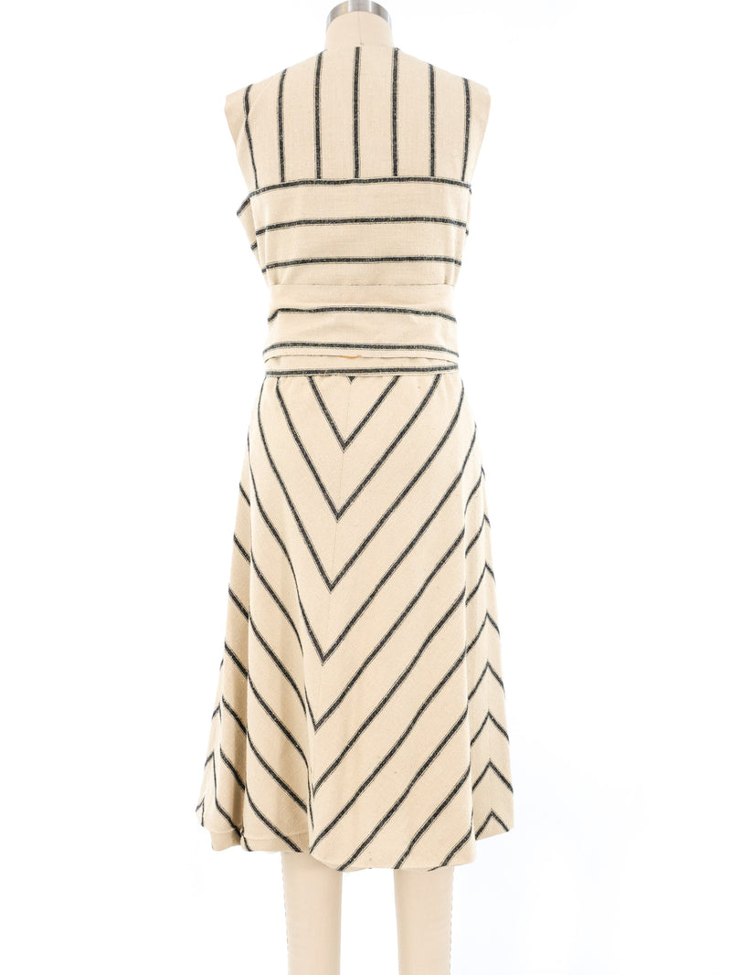 Pauline Trigere Striped Linen Cape Ensemble Suit arcadeshops.com