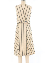 Pauline Trigere Striped Linen Cape Ensemble Suit arcadeshops.com