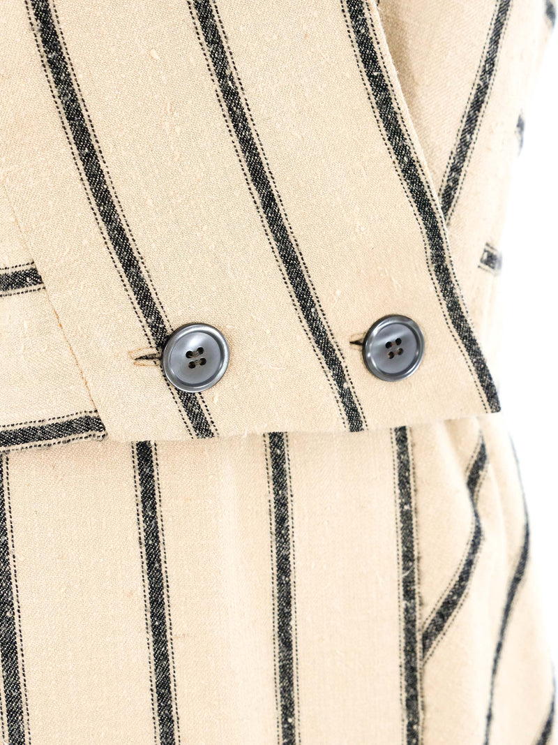 Pauline Trigere Striped Linen Cape Ensemble Suit arcadeshops.com