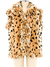 Fringed Leopard Print Fur Vest Outerwear arcadeshops.com