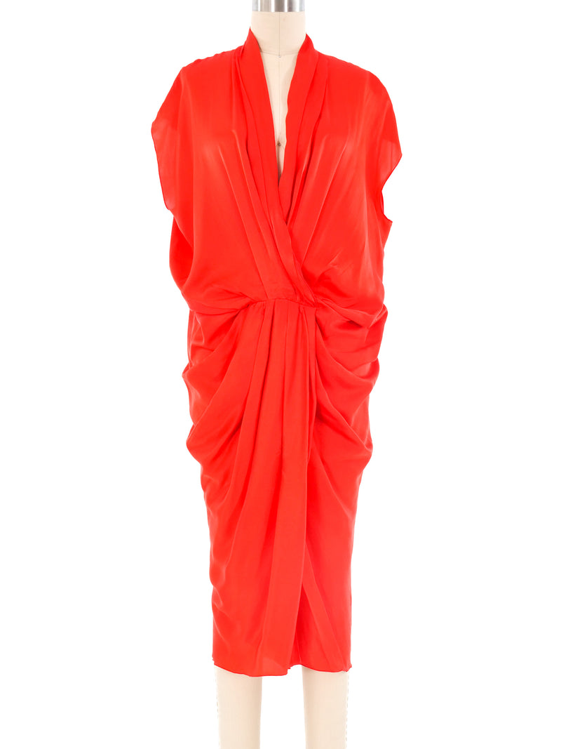 Lanvin Draped Orange Silk Dress Dress arcadeshops.com