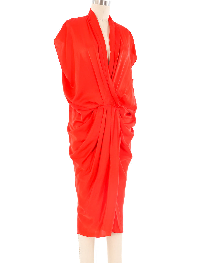 Lanvin Draped Orange Silk Dress Dress arcadeshops.com