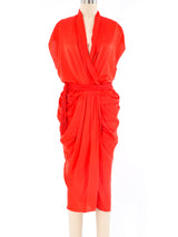 Lanvin Draped Orange Silk Dress Dress arcadeshops.com