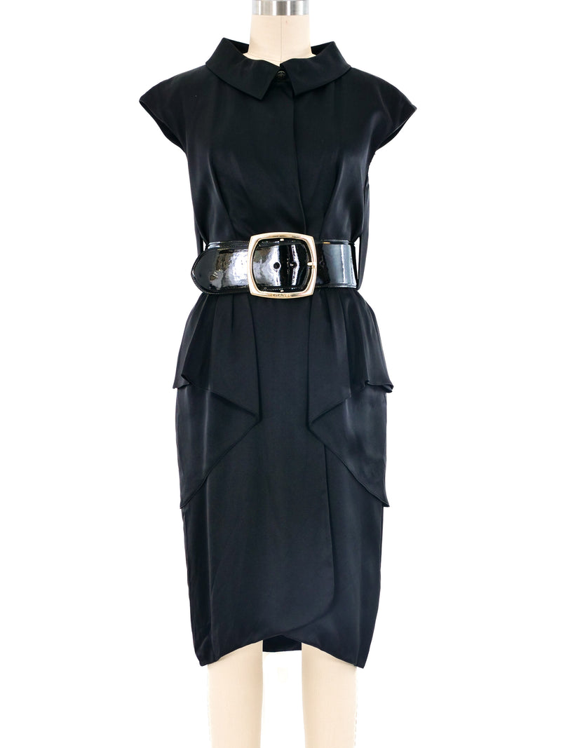Chanel Belted Silk Peplum Dress Dress arcadeshops.com