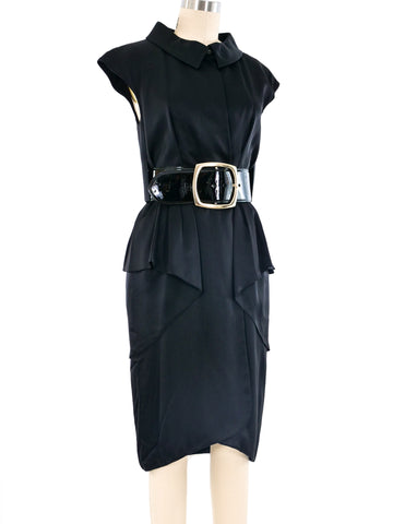 Chanel Boutique Black Silk Pleated Halterneck Dress - Size US 6