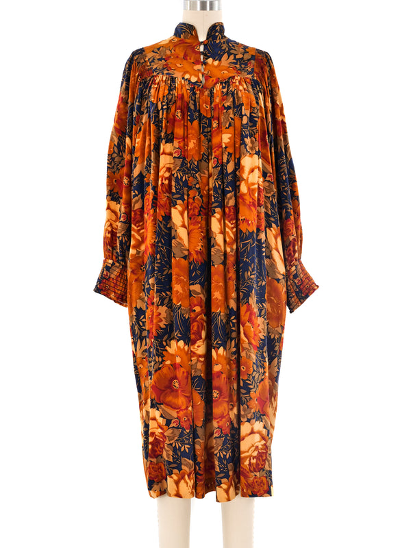 Autumnal Floral Silk Dress Dress arcadeshops.com