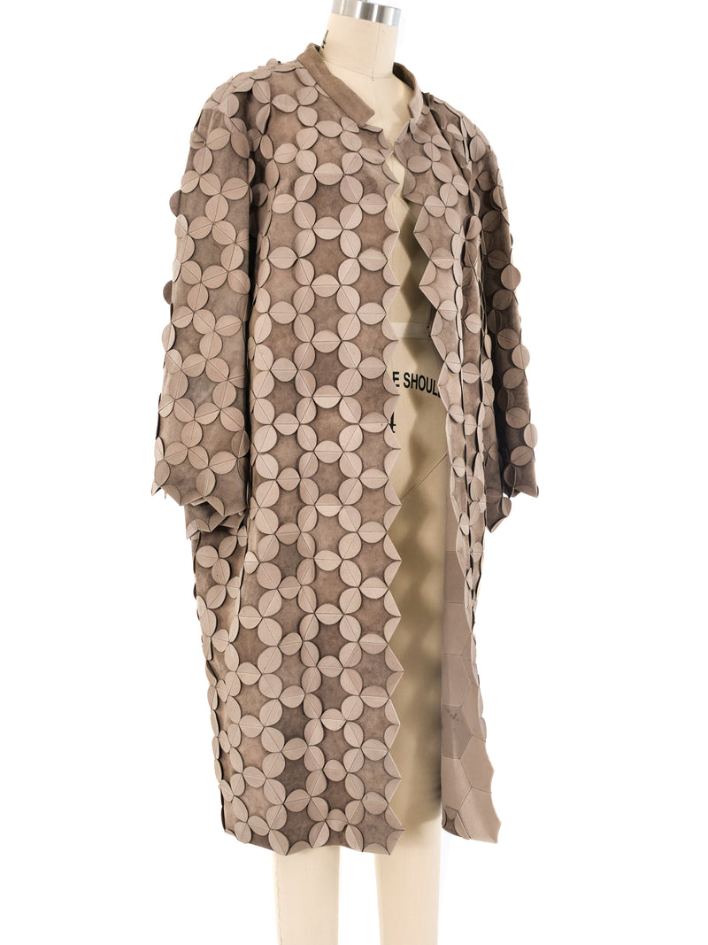 Oscar de la Renta Dimensional Floral Leather Coat Jacket arcadeshops.com