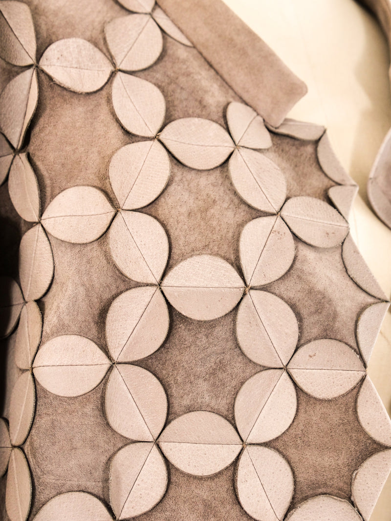 Oscar de la Renta Dimensional Floral Leather Coat Jacket arcadeshops.com