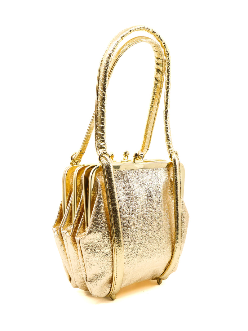 Metallic Gold Kisslock Handbag Accessory arcadeshops.com