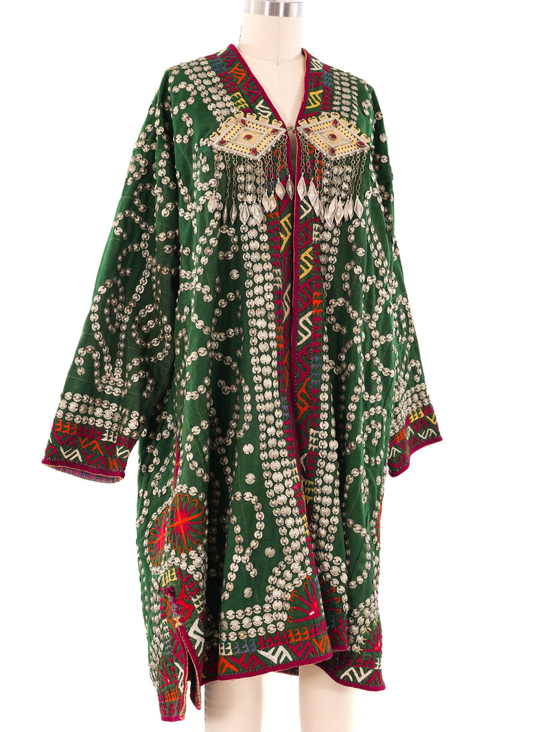 Afghani Coin Embellished Coat Jacket arcadeshops.com