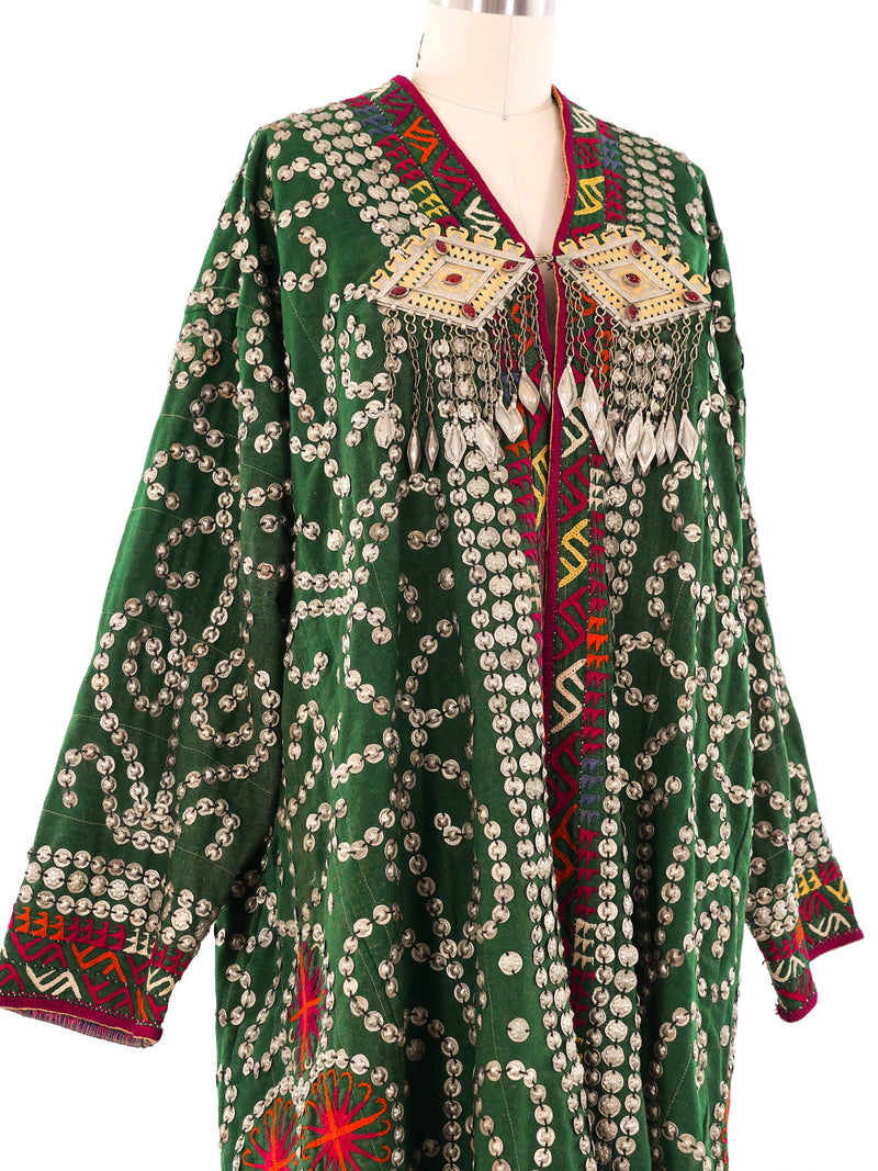 Afghani Coin Embellished Coat Jacket arcadeshops.com