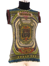 Jean Paul Gaultier Banknote Print Sleeveless Mesh Top Top arcadeshops.com