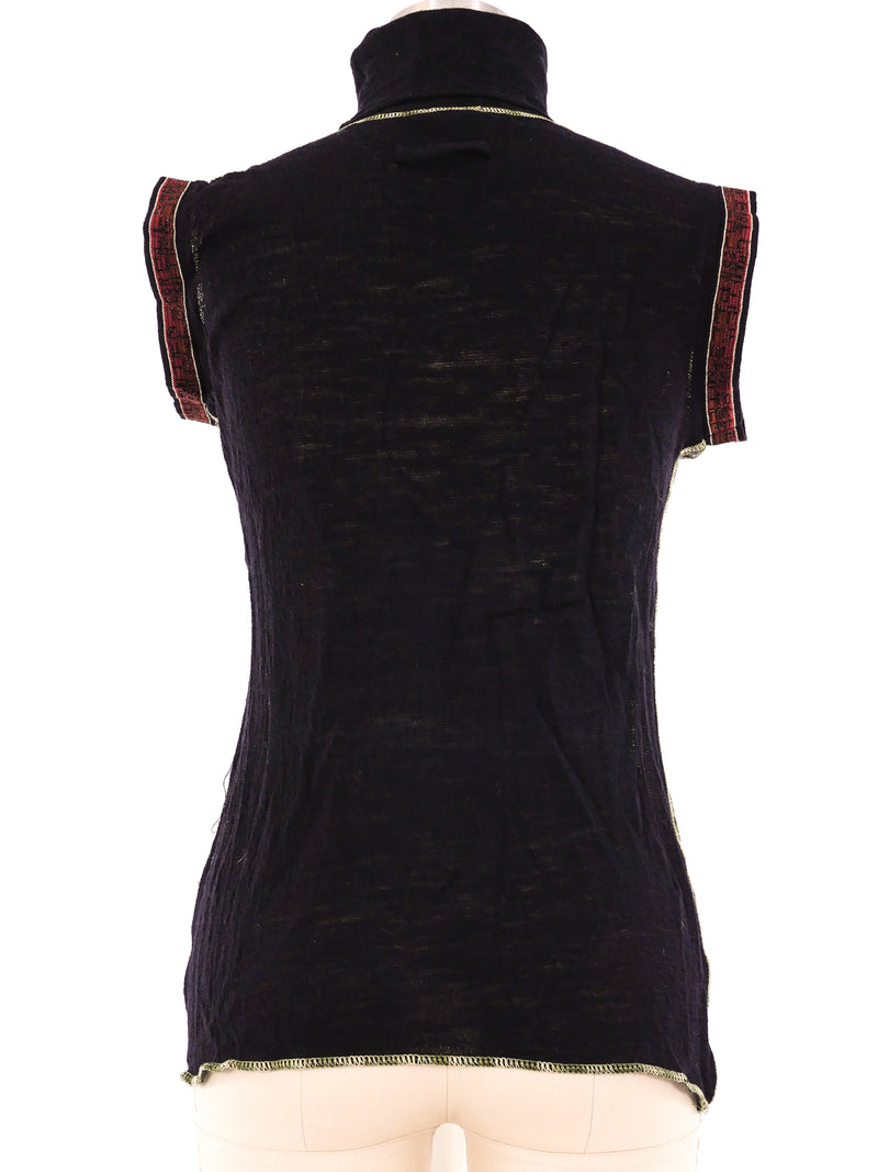 Jean Paul Gaultier Banknote Print Sleeveless Mesh Top Top arcadeshops.com