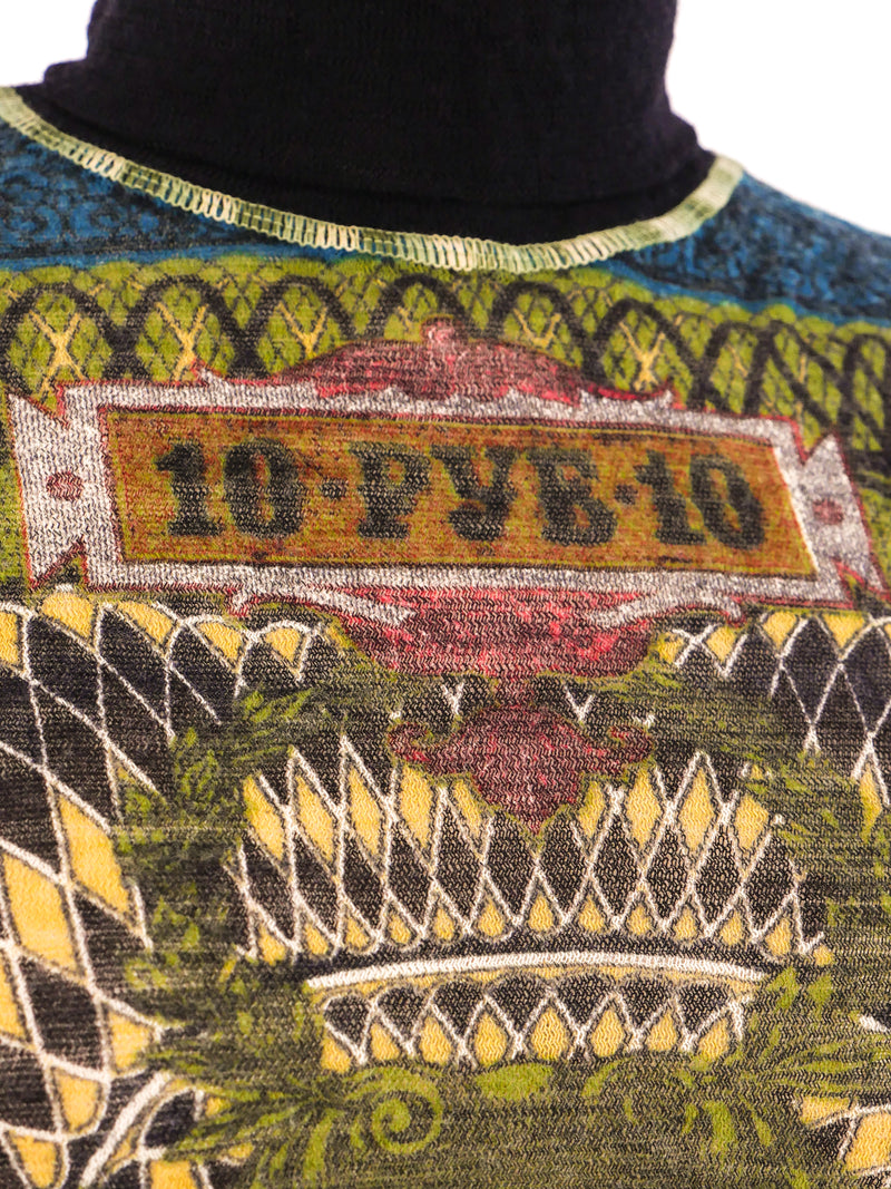 Jean Paul Gaultier Banknote Print Sleeveless Mesh Top Top arcadeshops.com