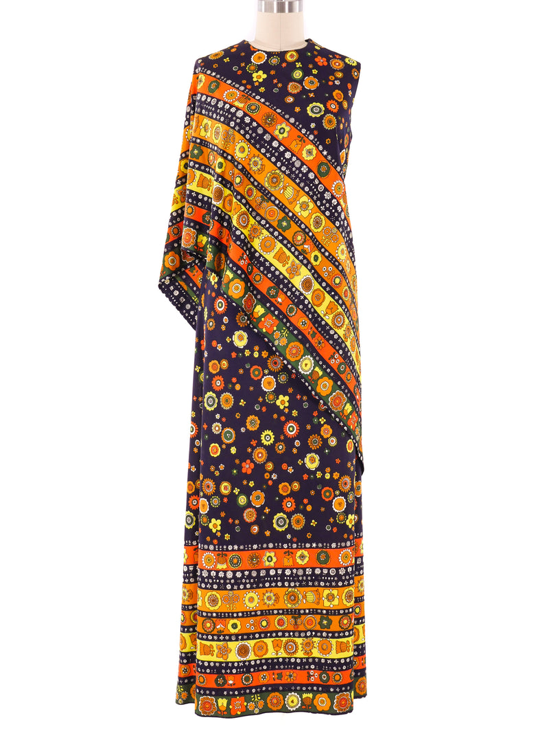 1960's Sari Styled Floral Dress Dress arcadeshops.com