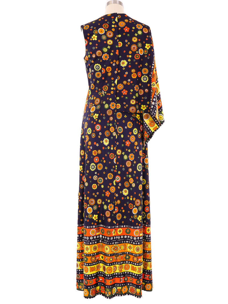 1960's Sari Styled Floral Dress Dress arcadeshops.com