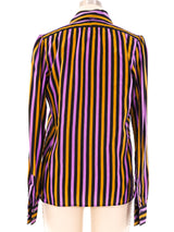 Yves Saint Laurent Striped Silk Blouse Top arcadeshops.com