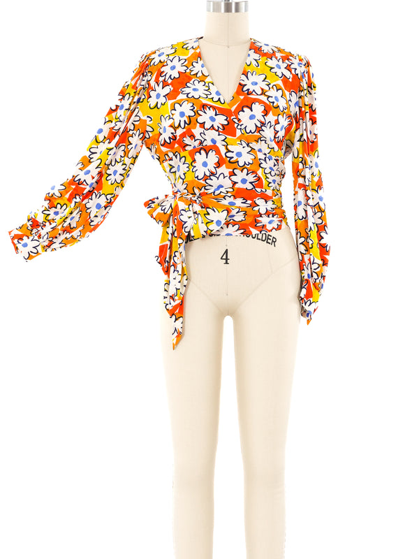 Givenchy Electric Daisy Print Wrap Top Top arcadeshops.com