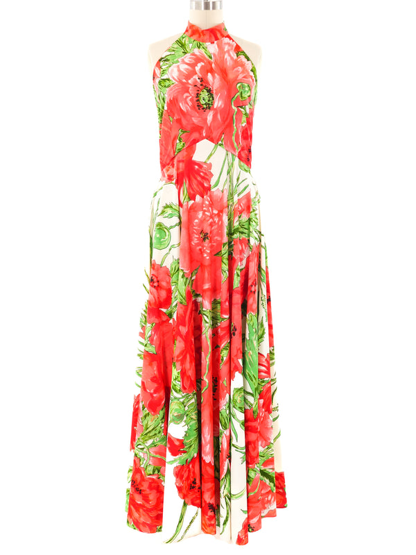 Poppy Printed Halter Maxi Dress Dress arcadeshops.com