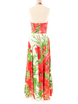 Poppy Printed Halter Maxi Dress Dress arcadeshops.com