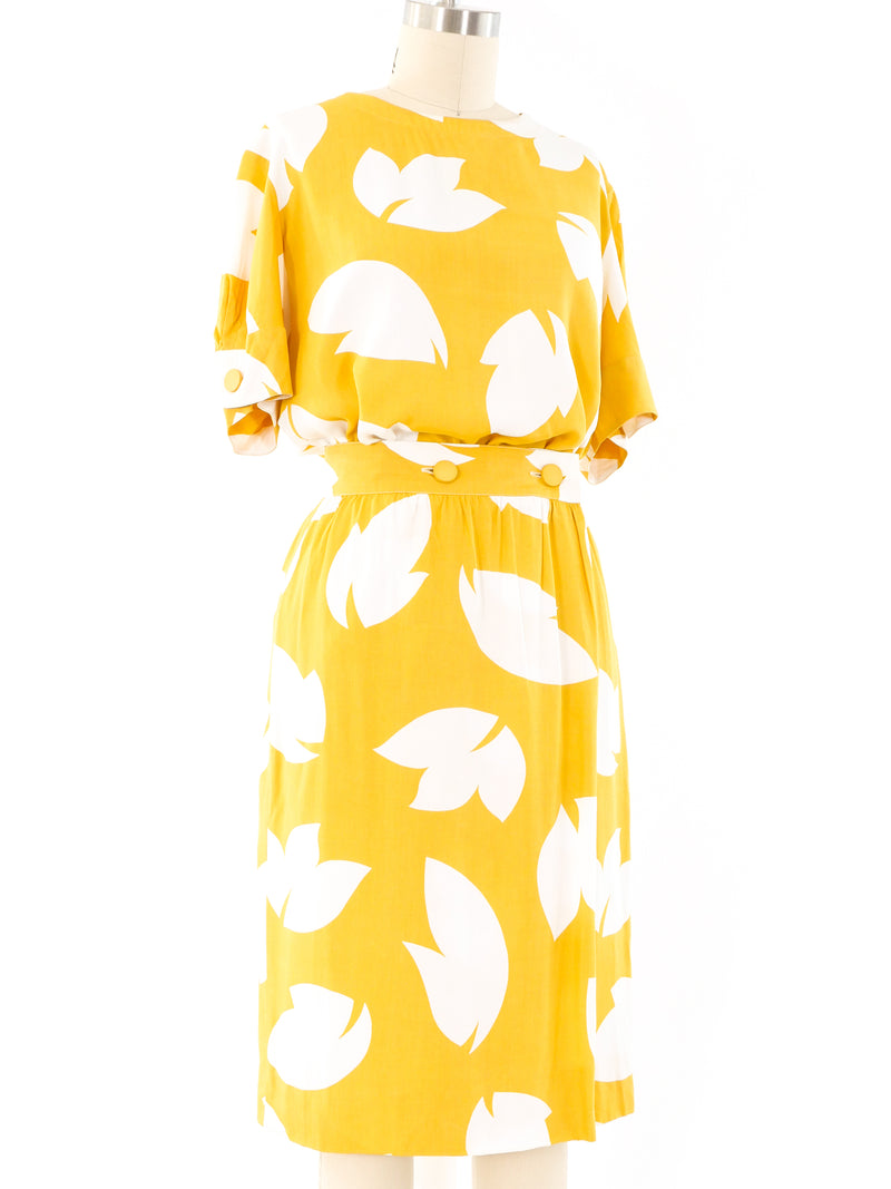 Yves Saint Laurent Leaf Print Skirt Ensemble Suit arcadeshops.com