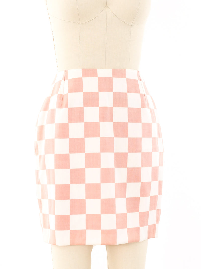 Gianni Versace Checkerboard Mini Skirt Bottom arcadeshops.com