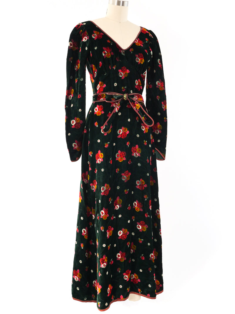 Betsey Johnson Alley Cat Velvet Floral Maxi Dress Betsey Johnson Alley Cat Velvet Floral Maxi Dress