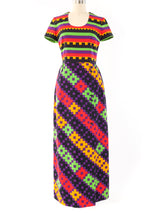 1970's Lanvin Geometric Print Maxi Dress Dress arcadeshops.com