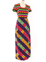 1970's Lanvin Geometric Print Maxi Dress Dress arcadeshops.com