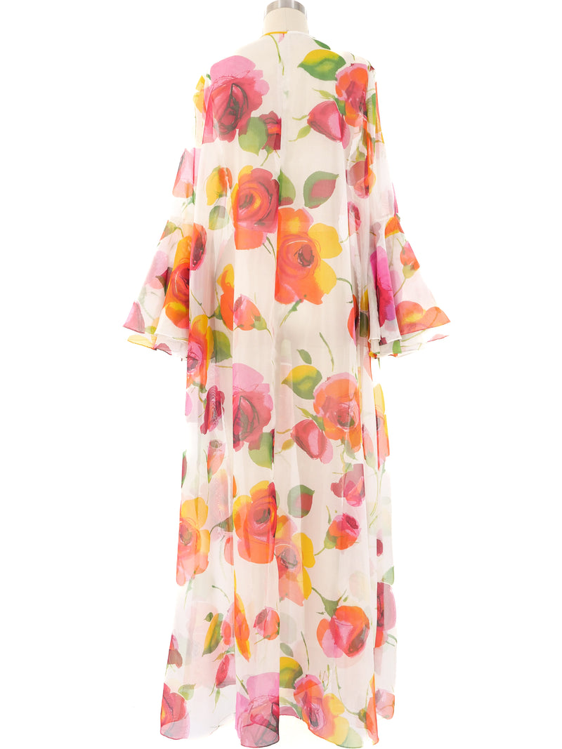 Ruffle Sleeve Floral Caftan Dress arcadeshops.com