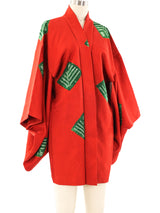 Leaf Printed Silk Haori Kimono Jacket arcadeshops.com