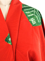 Leaf Printed Silk Haori Kimono Jacket arcadeshops.com