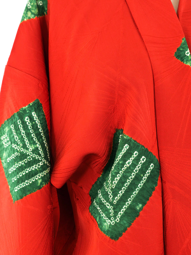 Leaf Printed Silk Haori Kimono Jacket arcadeshops.com