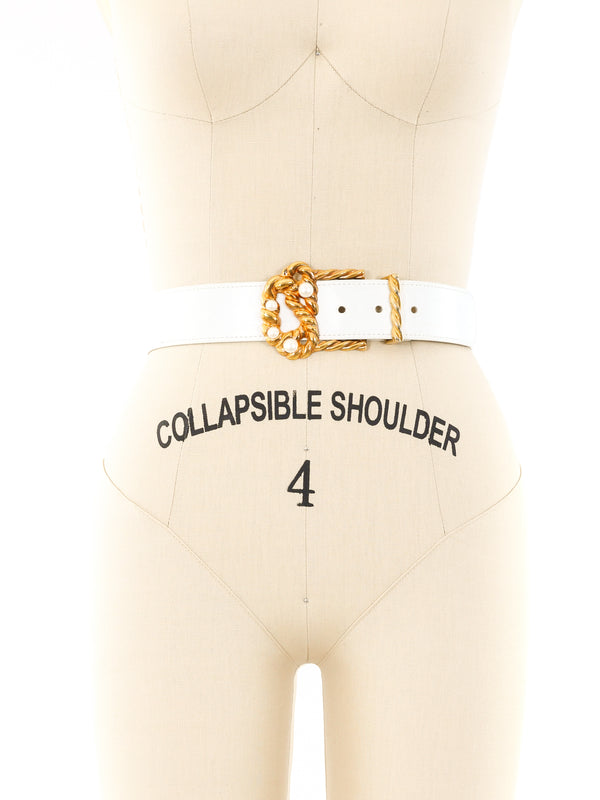 Faux Pearl Embellished Waist Belt Accessory arcadeshops.com