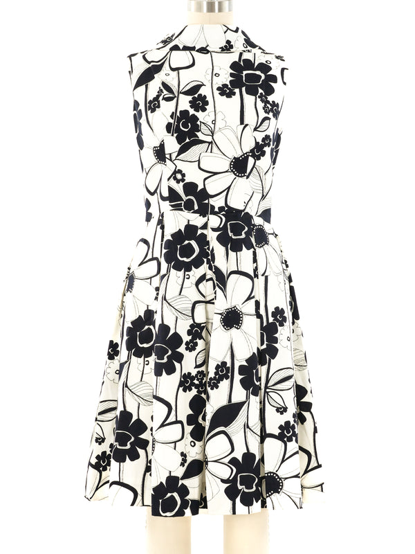 Op Art Floral Fit and Flare Dress Dress arcadeshops.com