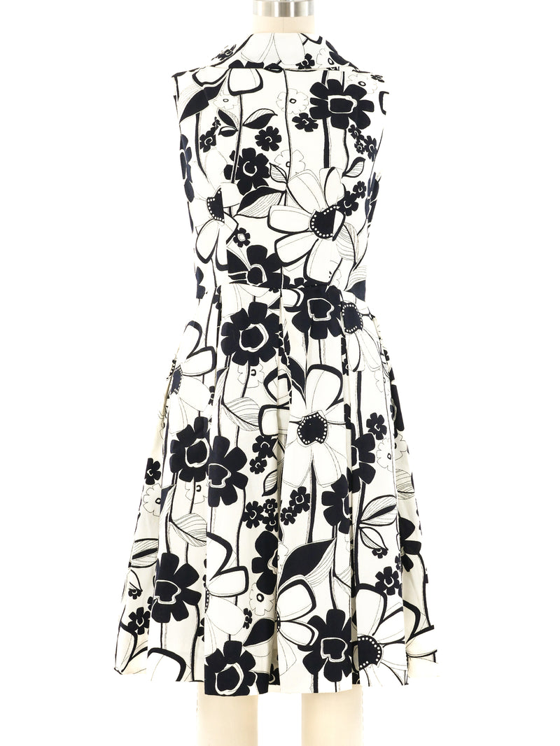 Op Art Floral Fit and Flare Dress Dress arcadeshops.com