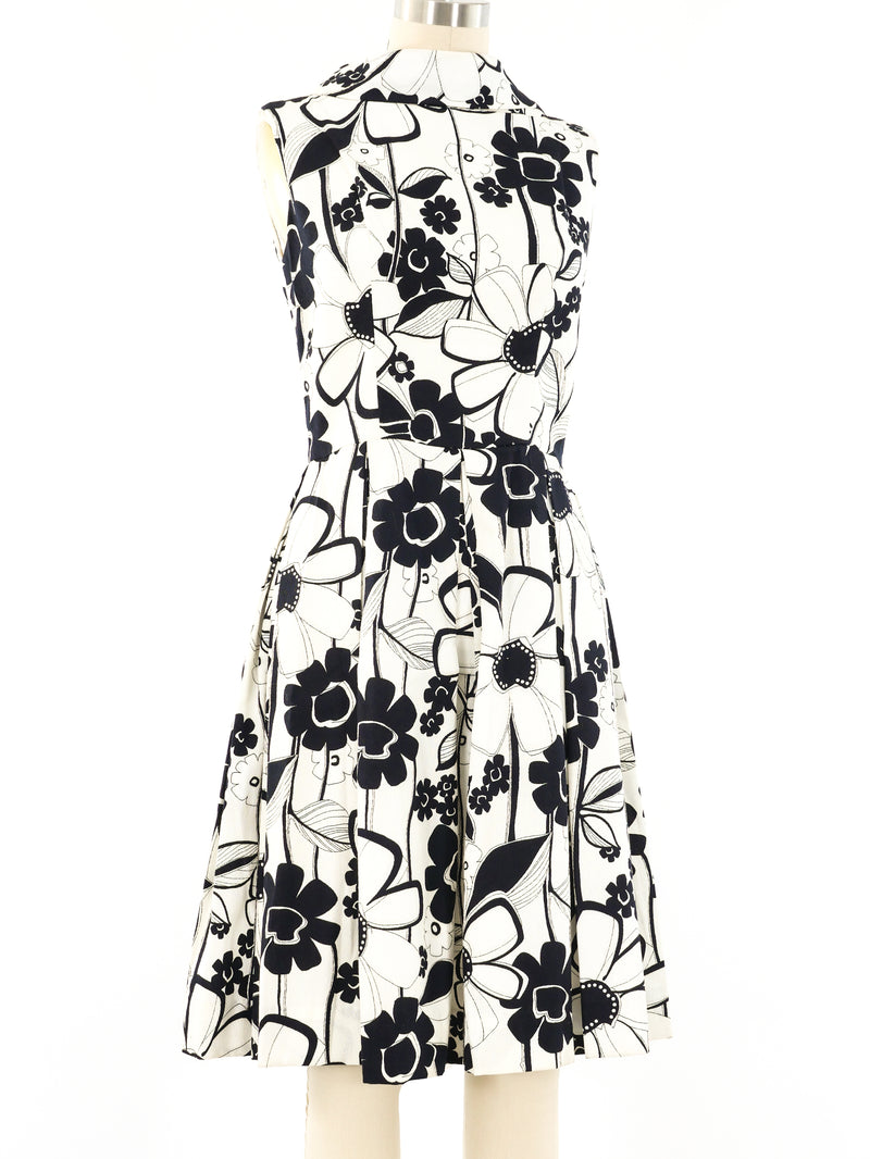 Op Art Floral Fit and Flare Dress Dress arcadeshops.com