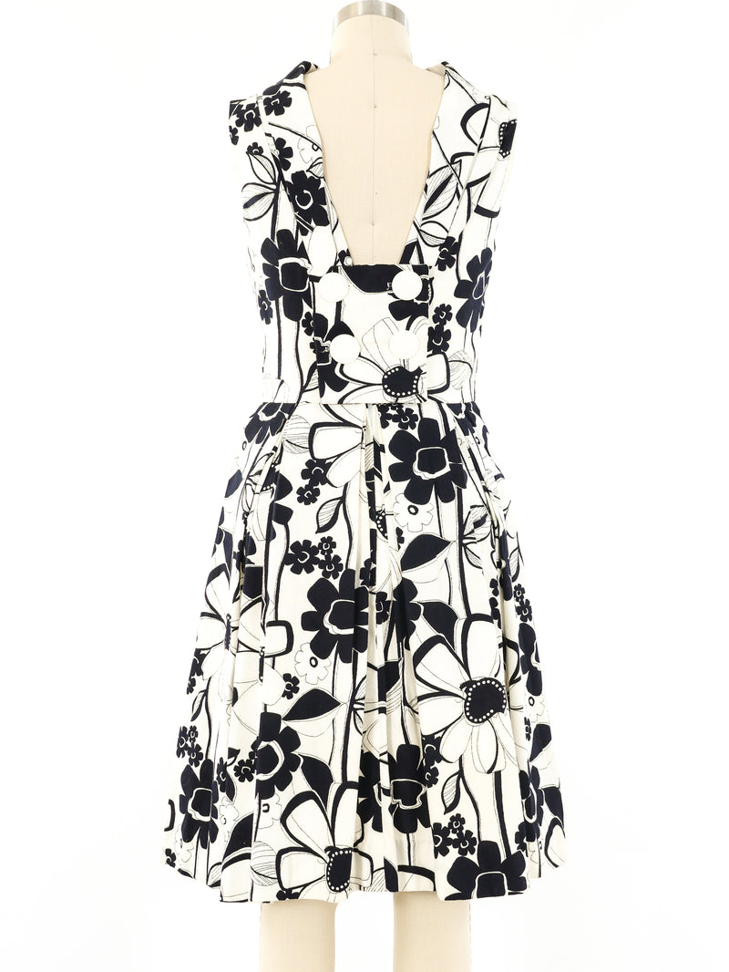 Op Art Floral Fit and Flare Dress Dress arcadeshops.com