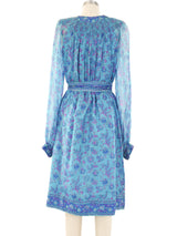 Treacy Lowe Turquoise Silk Block Print Dress Dress arcadeshops.com