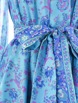 Treacy Lowe Turquoise Silk Block Print Dress Dress arcadeshops.com