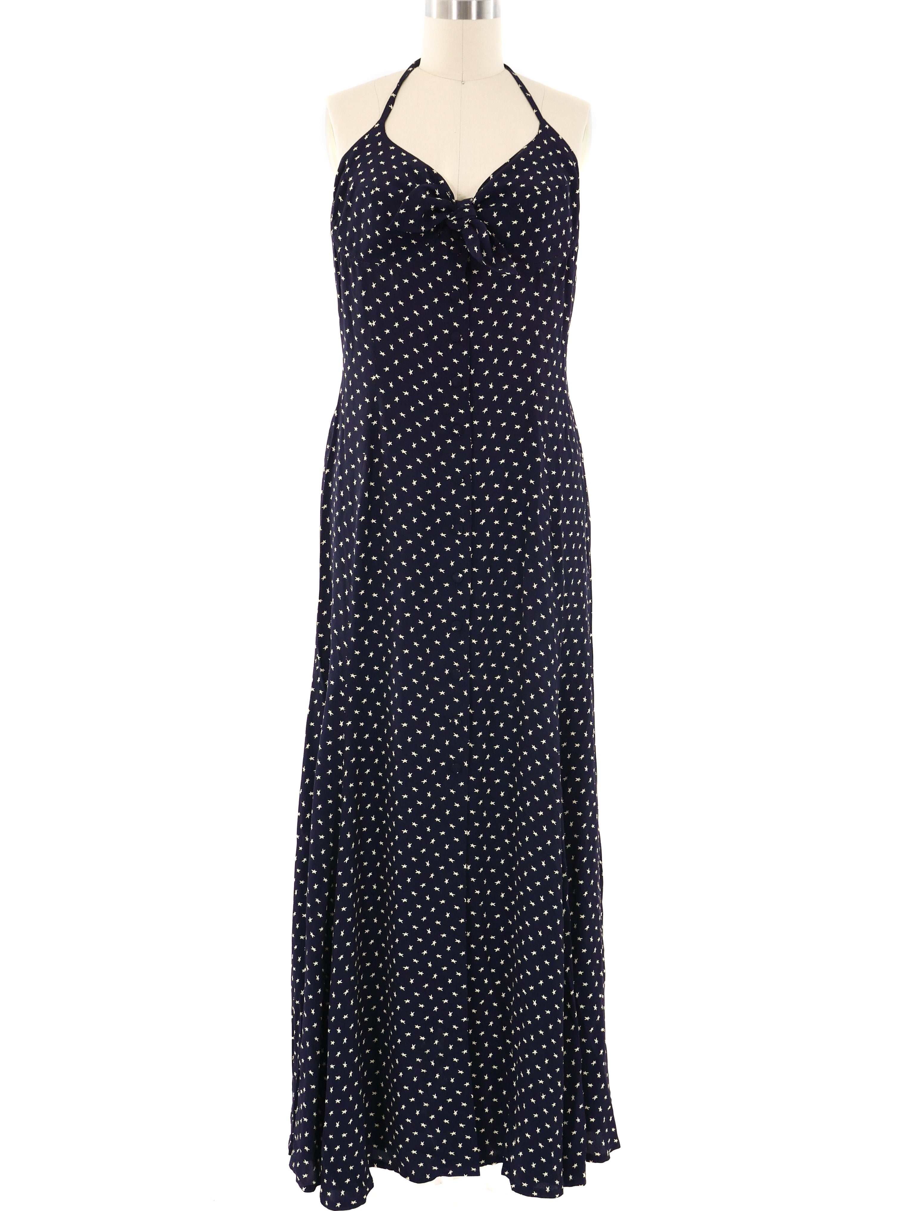 Thierry Mugler Star Print Halter Dress