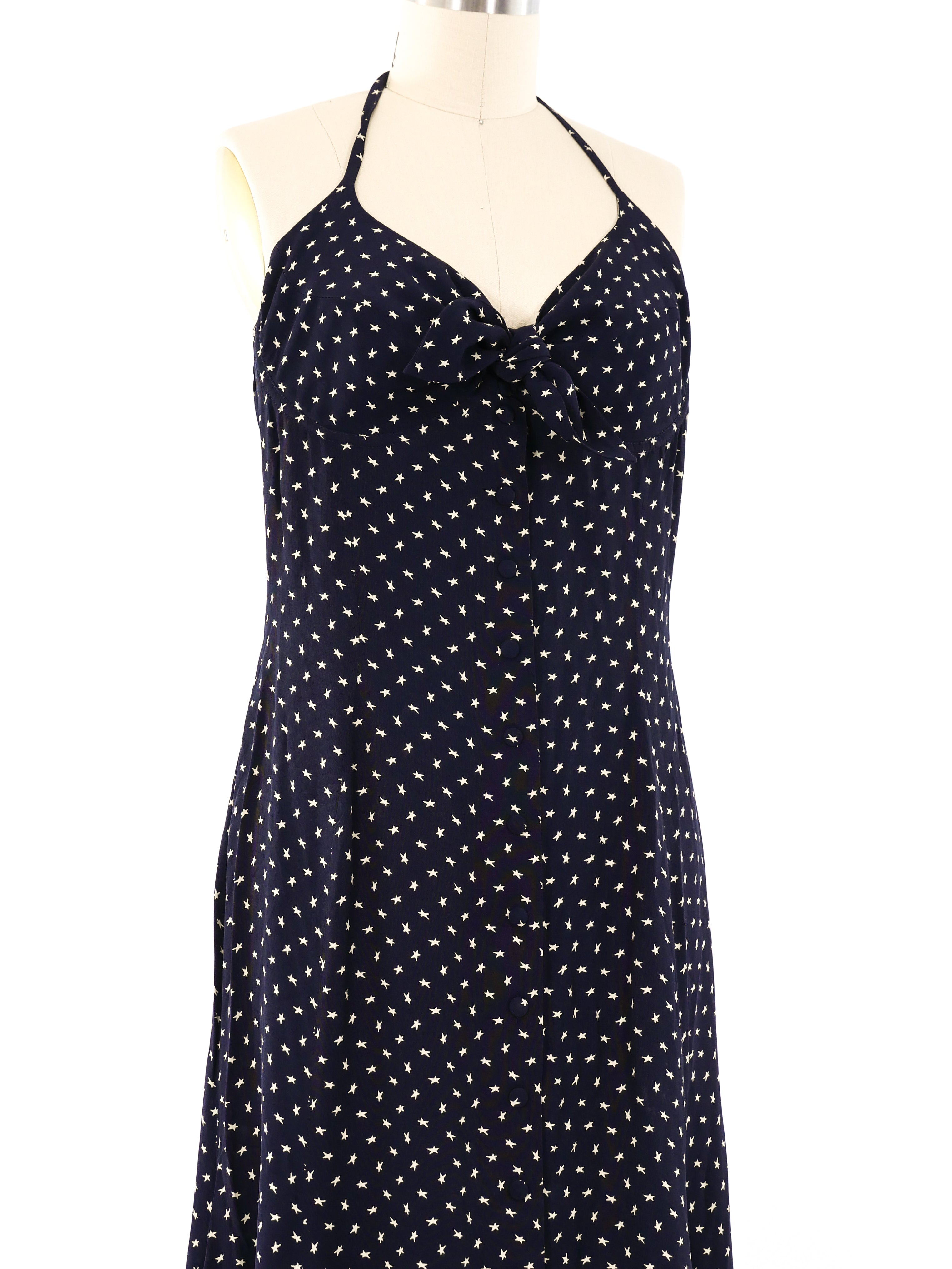 ワンピース Thierry Mugler dot design dress Silk mid-length dress Thierry Mugler Navy size M