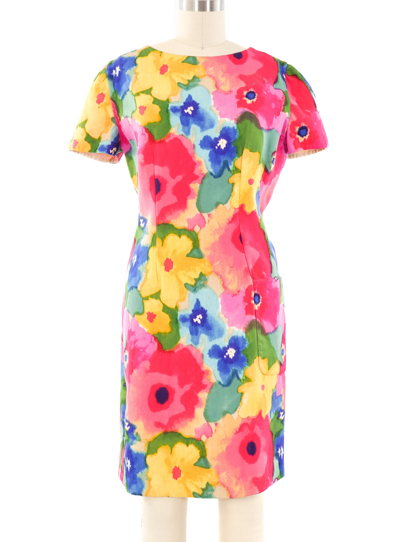 Bill Blass Watercolor Floral Dress Dress arcadeshops.com