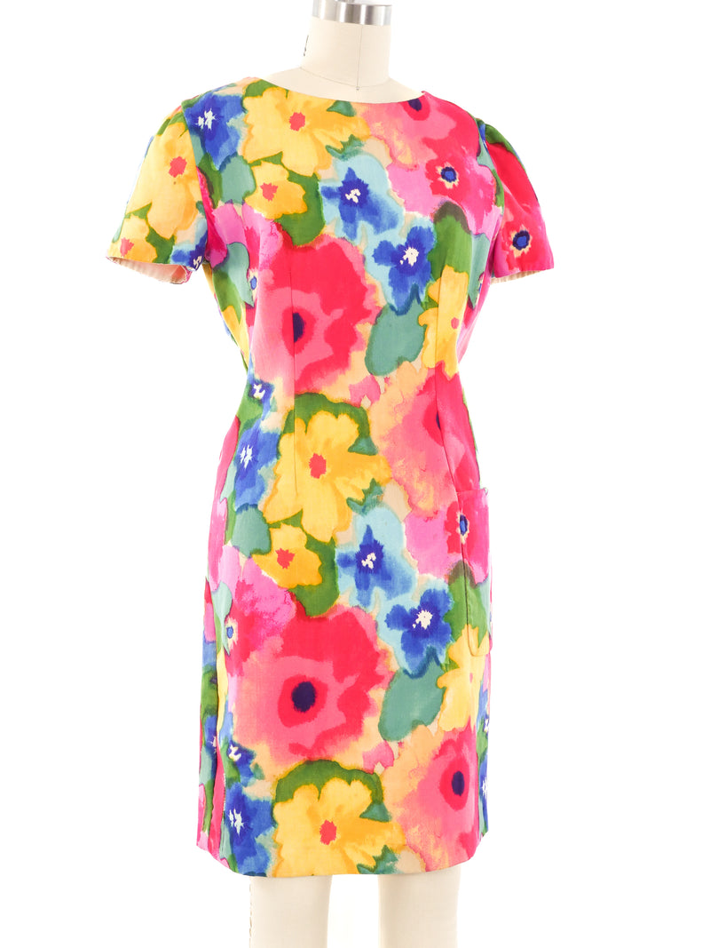 Bill Blass Watercolor Floral Dress Dress arcadeshops.com